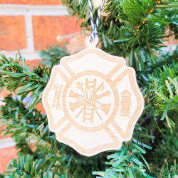 Fire Fighter Engraved Wooden Ornament
