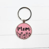 Floral Name Engraved Leatherette Keychain