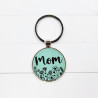 Floral Name Engraved Leatherette Keychain