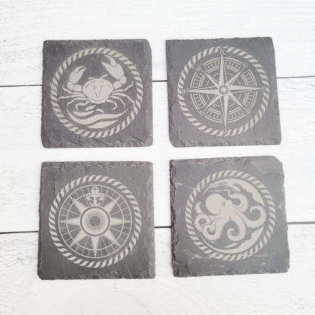 Personalized Engraved Square Slate Coasters