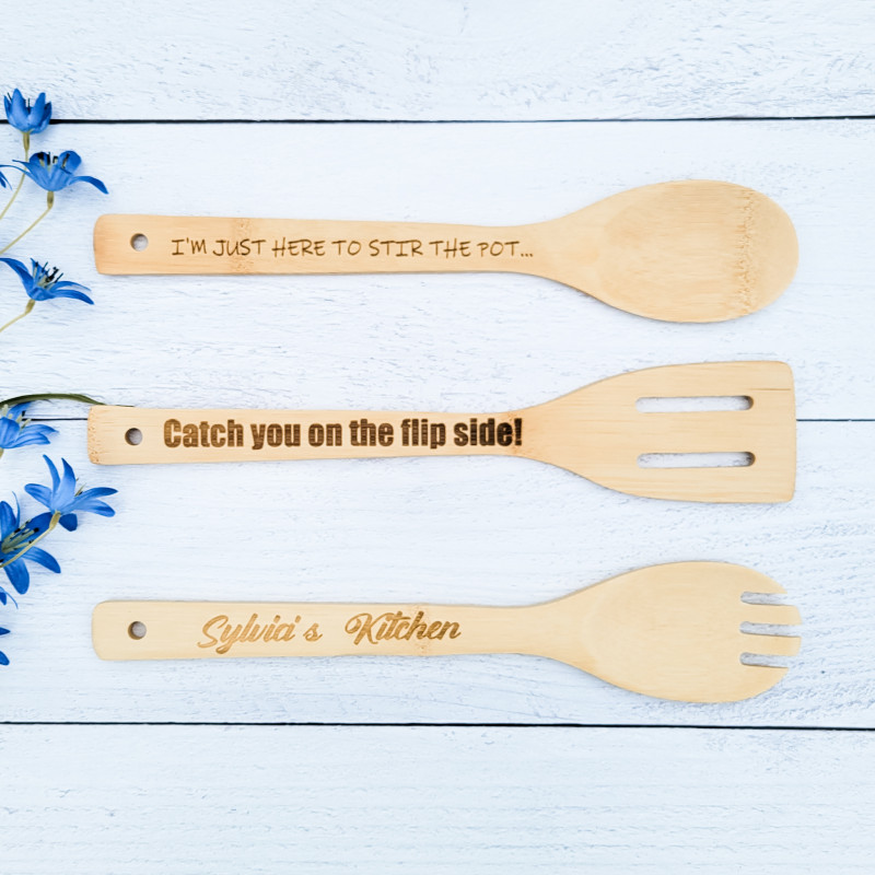 Personalized Bamboo Kitchen Utensils