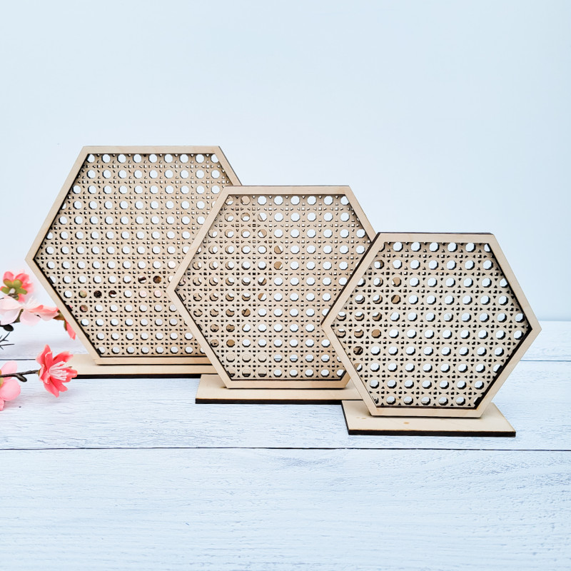 Hexagon Rattan Earring Stand