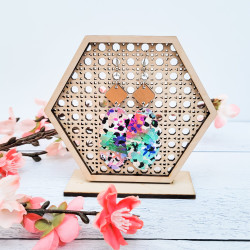 Hexagon Rattan Earring Stand