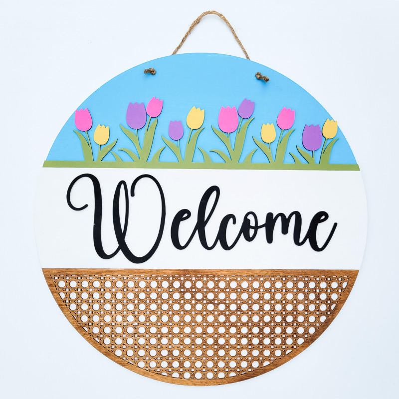 Handcrafted Spring Welcome Sign