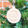 "Merry" Engraved Wooden Christmas Ball Ornament