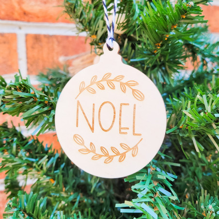 "NOEL" Engraved Wooden Christmas Ball Ornament